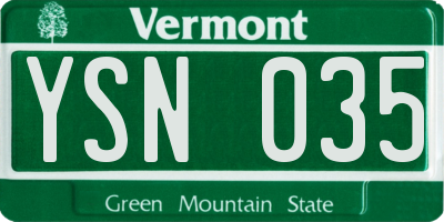 VT license plate YSN035