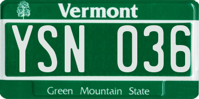 VT license plate YSN036