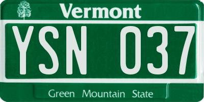 VT license plate YSN037