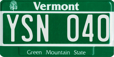 VT license plate YSN040