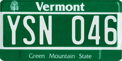 VT license plate YSN046