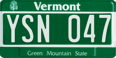 VT license plate YSN047