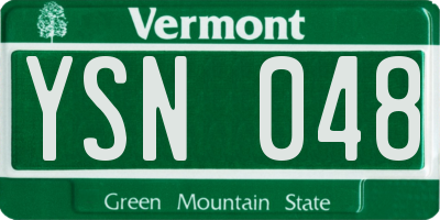 VT license plate YSN048