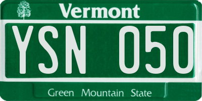 VT license plate YSN050