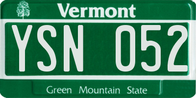 VT license plate YSN052