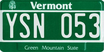VT license plate YSN053