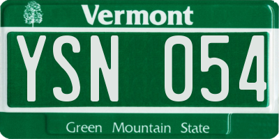 VT license plate YSN054