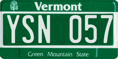 VT license plate YSN057
