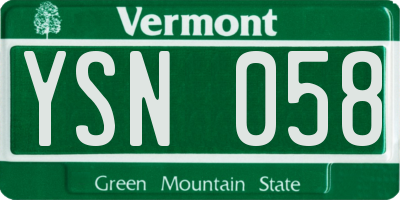 VT license plate YSN058