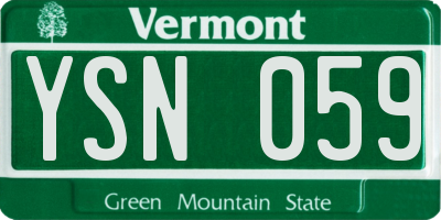 VT license plate YSN059