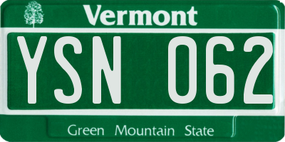 VT license plate YSN062