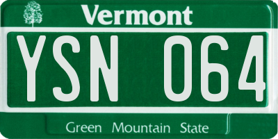 VT license plate YSN064