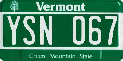 VT license plate YSN067