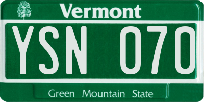 VT license plate YSN070