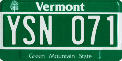 VT license plate YSN071