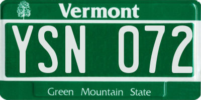 VT license plate YSN072