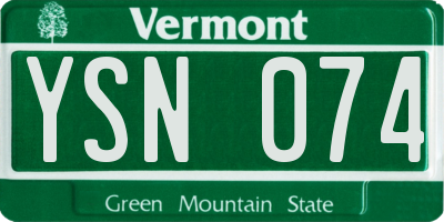 VT license plate YSN074