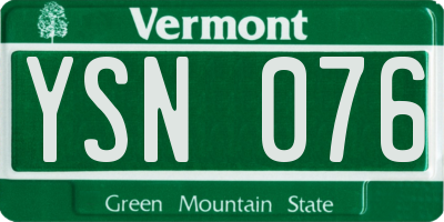 VT license plate YSN076