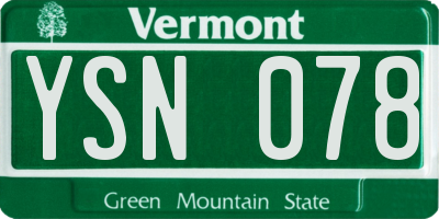 VT license plate YSN078