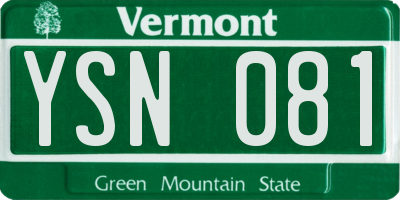 VT license plate YSN081