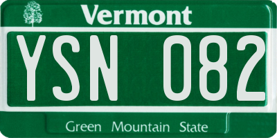 VT license plate YSN082