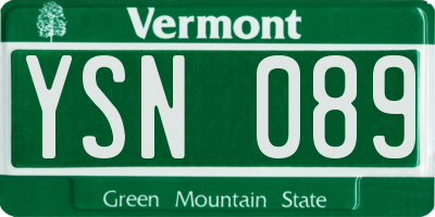 VT license plate YSN089