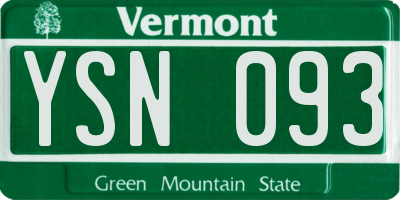 VT license plate YSN093