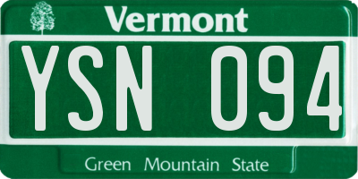 VT license plate YSN094