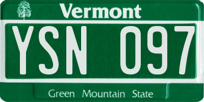 VT license plate YSN097