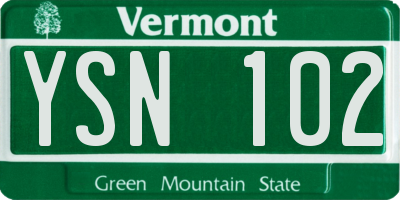 VT license plate YSN102