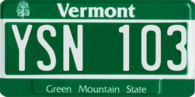 VT license plate YSN103