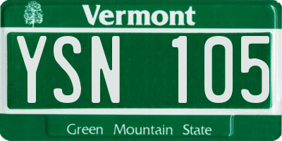 VT license plate YSN105