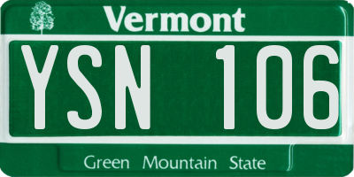 VT license plate YSN106