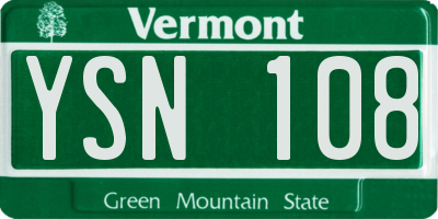 VT license plate YSN108