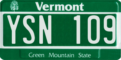 VT license plate YSN109