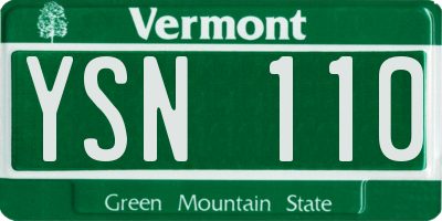 VT license plate YSN110