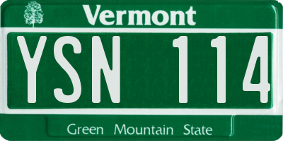 VT license plate YSN114