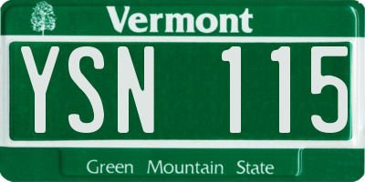 VT license plate YSN115