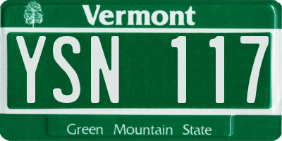 VT license plate YSN117