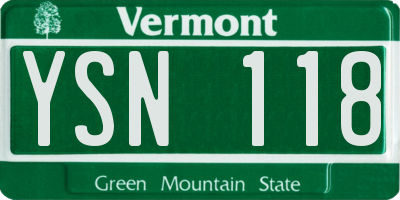 VT license plate YSN118