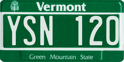 VT license plate YSN120
