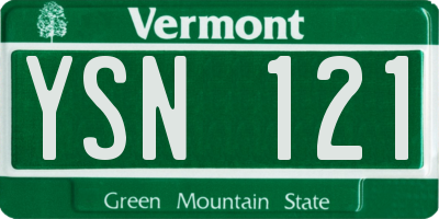 VT license plate YSN121