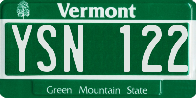 VT license plate YSN122
