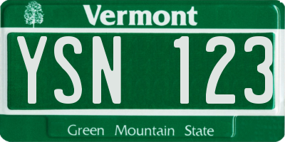 VT license plate YSN123