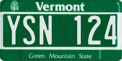 VT license plate YSN124