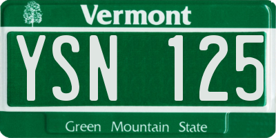 VT license plate YSN125