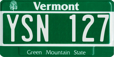 VT license plate YSN127