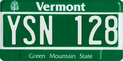 VT license plate YSN128