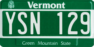 VT license plate YSN129