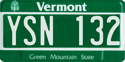 VT license plate YSN132